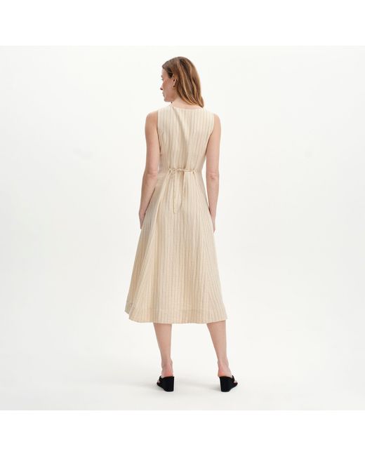 Finery London Natural Jillian Square Neck Sleeveless Button-Through Midi Dress