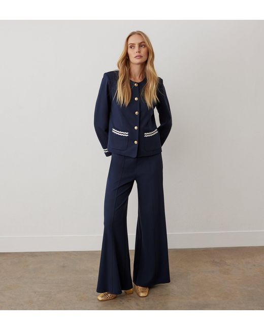Finery London Blue Molly Ponte Jersey Jacket