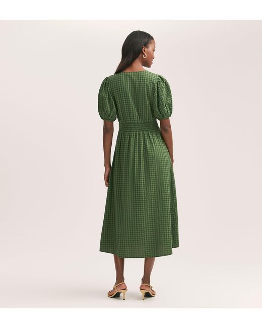 Finery London Green Addison Gingham Seersucker Midi Dress