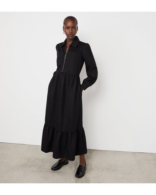 Finery London Black Roxy Denim Midi Dress
