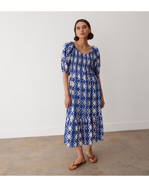 Women's Blue Rosie Linen Blend Midi Dress