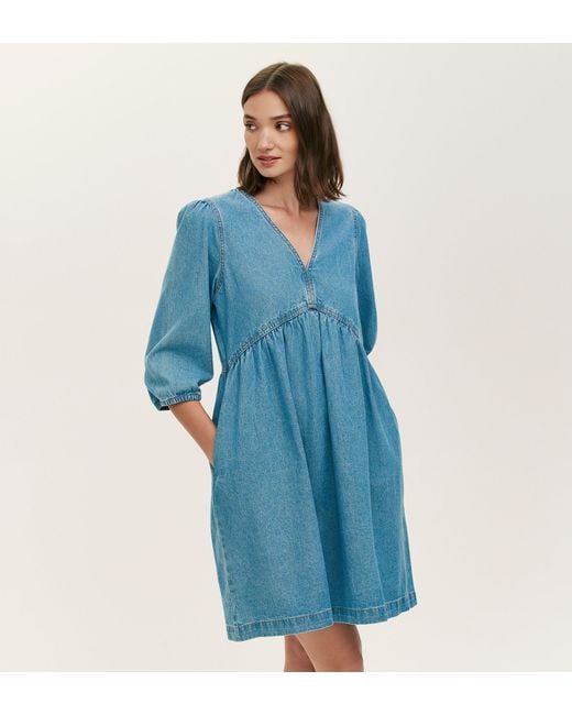 Finery London Blue Marilyn Denim Short Dress