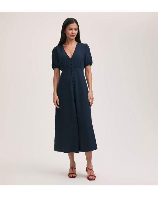 Finery London Blue Robyn Crepe Midi Tea Dress