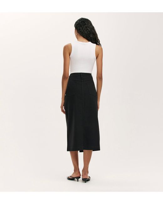 Finery London Black Beth Canvas Midi Skirt