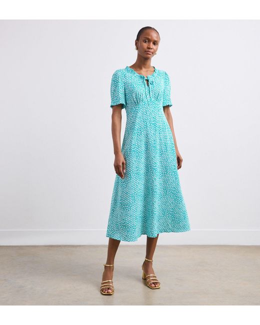 Women's Blue Phoebe Flowers Midi Dress