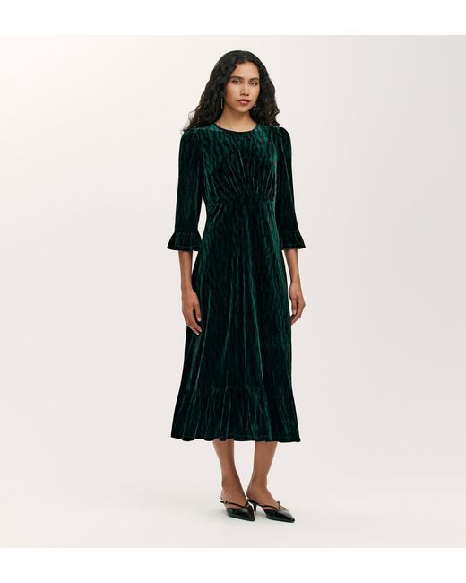 Finery London Black Scarlett Velvet Midi Dress
