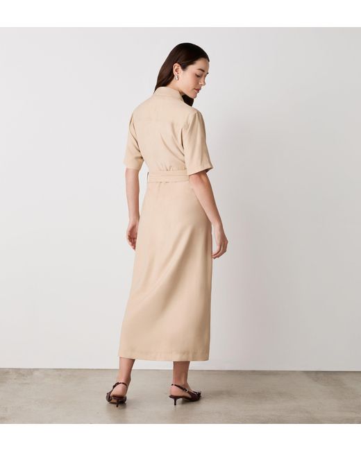Finery London Natural Cassidy Midi Shirt Dress