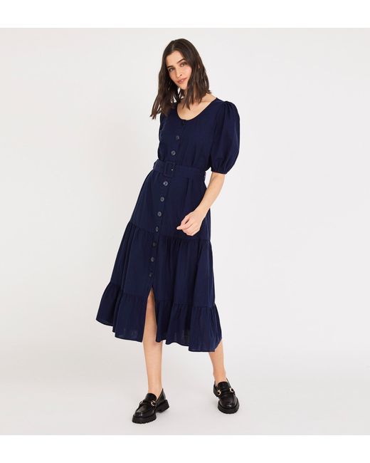 Finery London Blue Aila Midi Dress