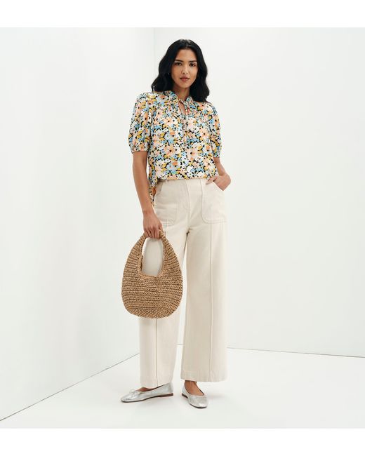Finery London Multicolor Macie Shirred Yoke Puff Sleeve Top