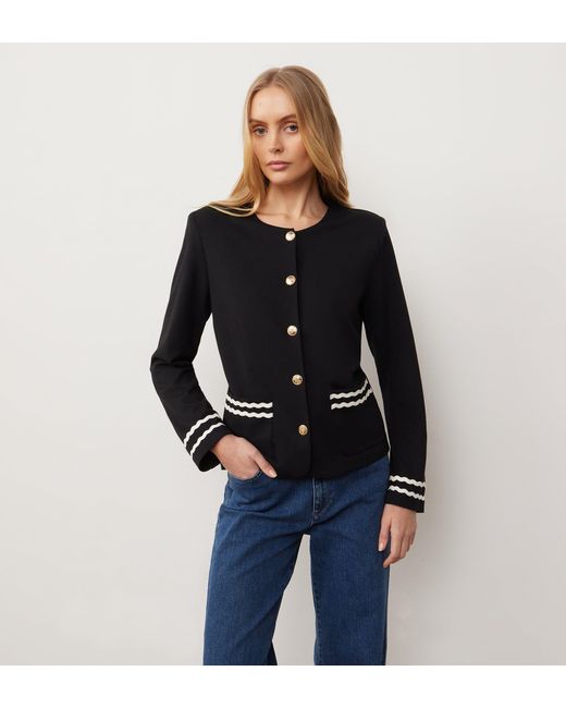 Finery London Blue Molly Ponte Jersey Jacket