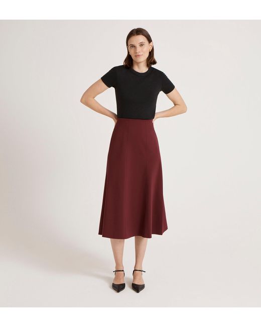 Finery London Red Mae Ponte Jersey Midi Skirt