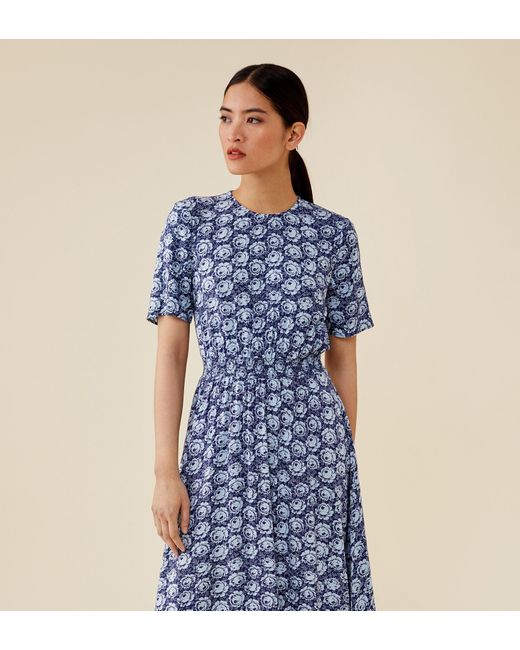 Women's Blue Henley Midi Dress