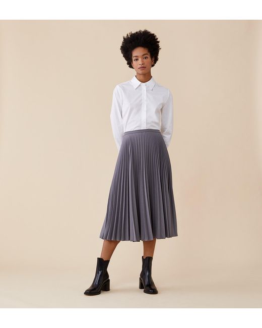 Finery London Blue Lottie Midi Skirt
