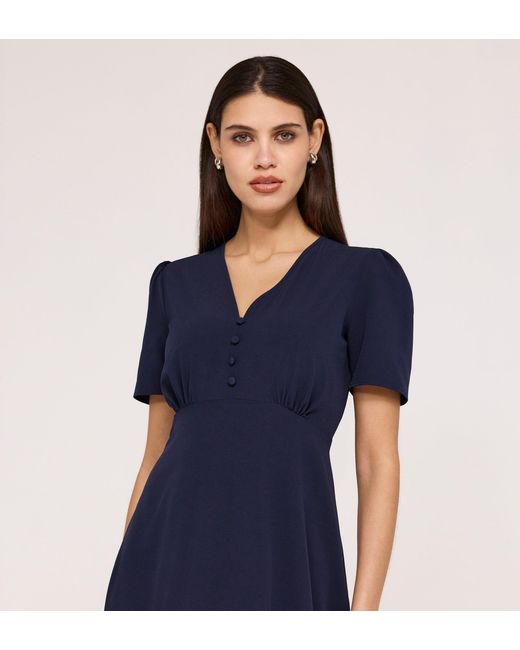 Finery London Blue Nieve Crepe Midi Dress