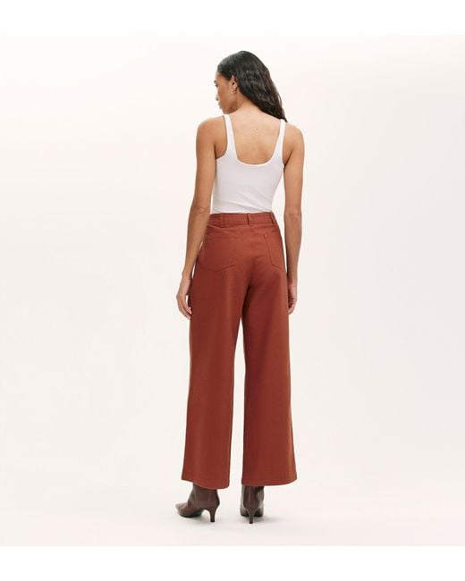 Finery London Red Canvas Wide Leg Trousers