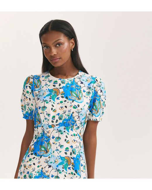 Finery London Blue Lili Midi Tea Dress