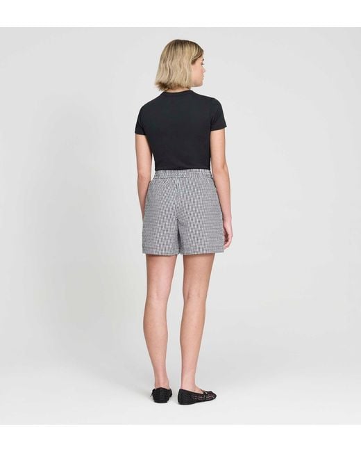 Finery London Gray Sunny Cotton Gingham Drawstring Shorts