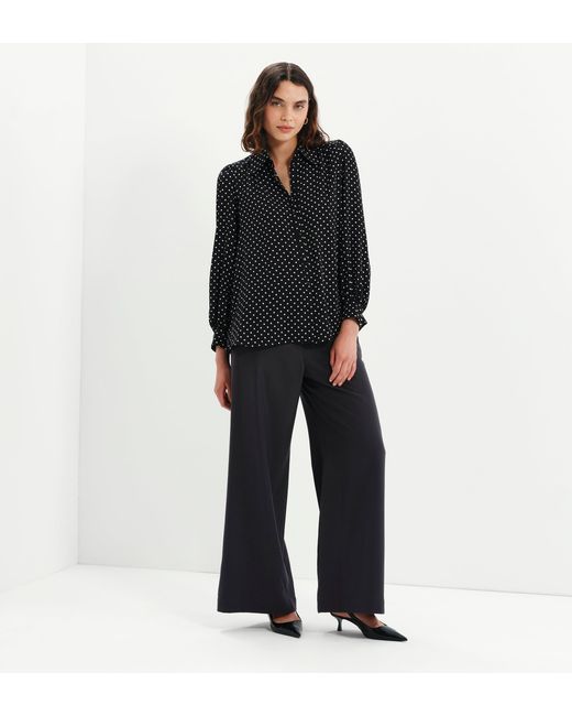 Finery London Black Melina Button Through Lightweight Yoke Blouse