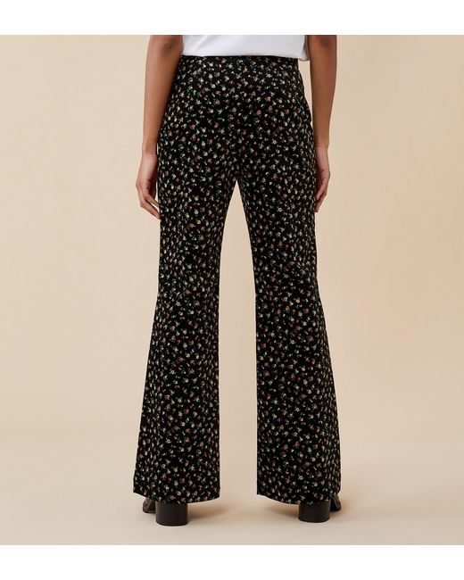 Finery London Black Emsley Printed Velveteen Trousers