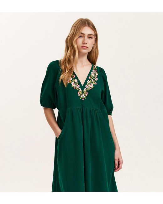 Finery London Green Chloe Corduroy Midi Dress