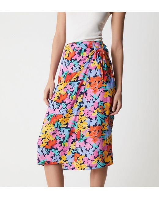 Finery London Red Florence Floral Meadow Midi Skirt