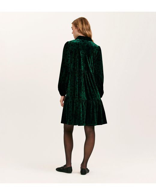 Finery London Green Rosanna Velvet Short Dress