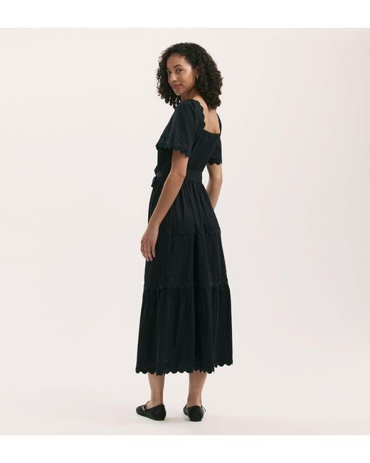Finery London Black Corina Cotton Midi Tiered Dress