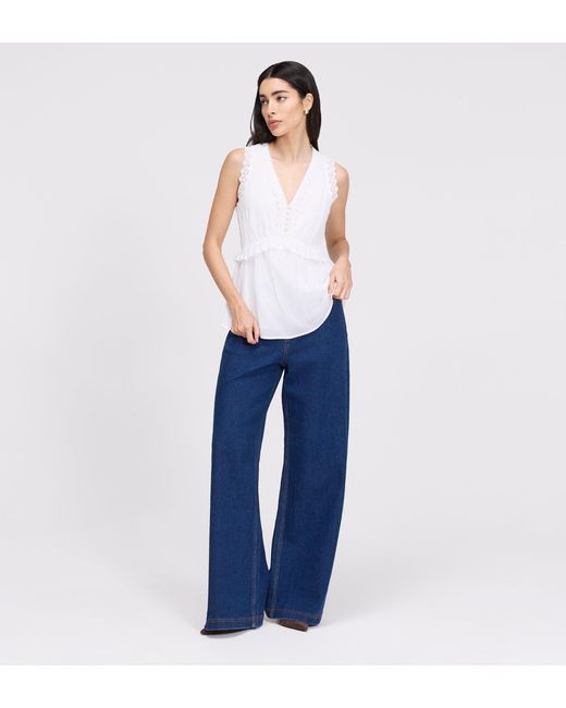 Finery London White Cyma Lace Cotton Sleeveless Top