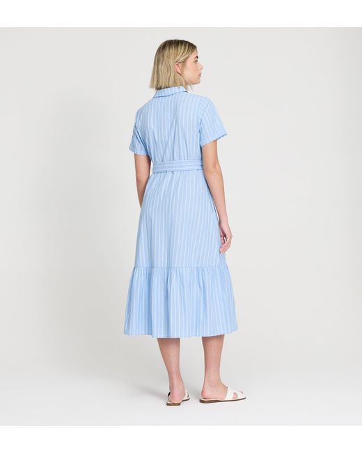 Finery London Blue Aisling Cotton Midi Dress