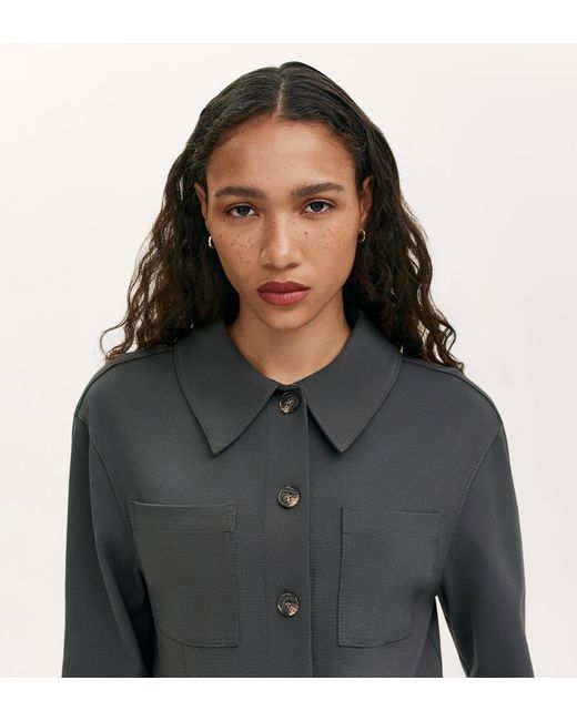 Finery UK Gray Agness Ponte Jersey Button Down Jacket
