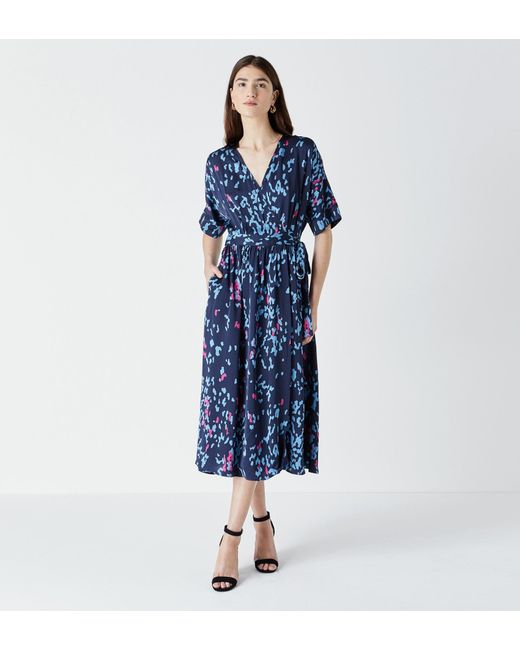 Finery London Blue Sabine Printed Wrap Dress