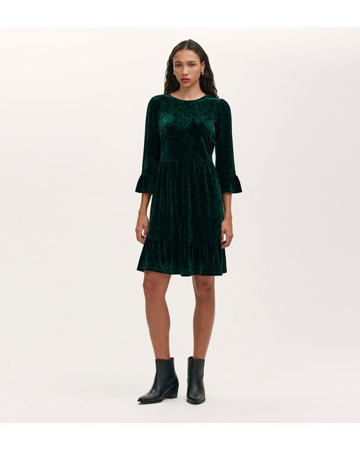 Finery London Green Camie Jersey Velvet Short Dress