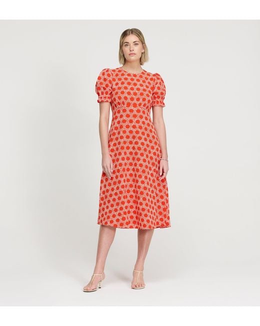 Finery London Red Mela Polka Dot Midi Tea Dress