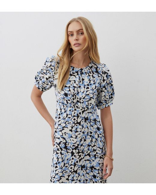 Finery London Blue Daphne Crepe Midi Dress