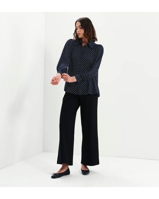 Finery London Blue Melina Button Through Lightweight Yoke Blouse