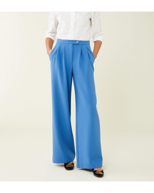 Finery London Blue Jeanne Wide Leg Trousers