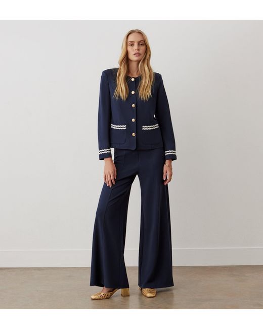 Finery London Blue Molly Ponte Jersey Jacket