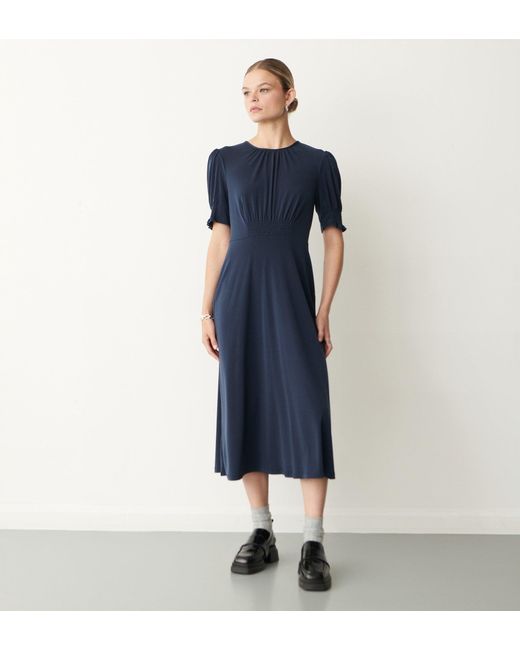Finery London Blue Lilybelle Crepe Midi Dress