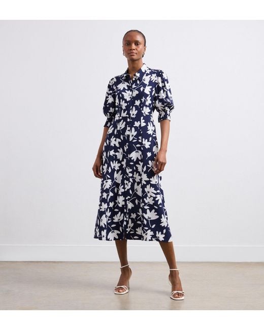 Finery London Blue Ayla Midi Shirt Dress