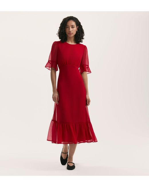 Women's Red Jennifer Chiffon Midi Dress