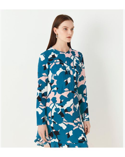 Finery London Blue Finchley Printed Mini Dress