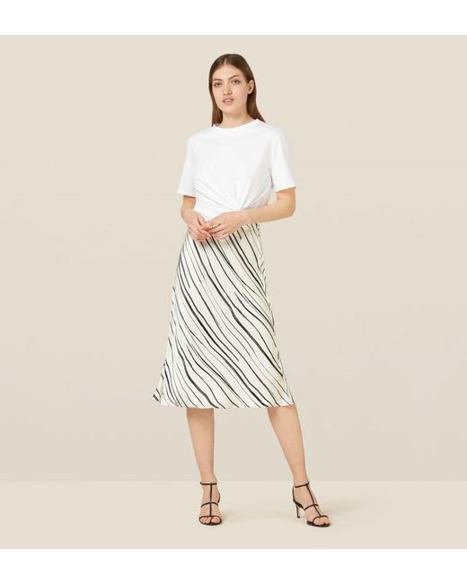 Women's Natural Blake Monochrome Striped Satin Skirt