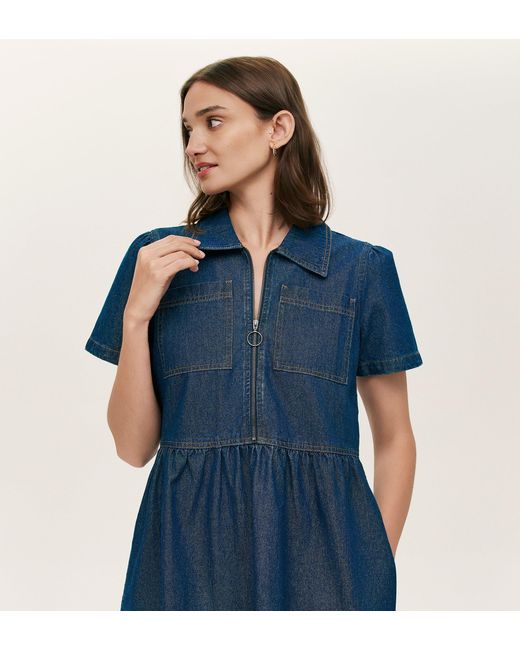 Finery London Blue Donnie Denim Short Dress