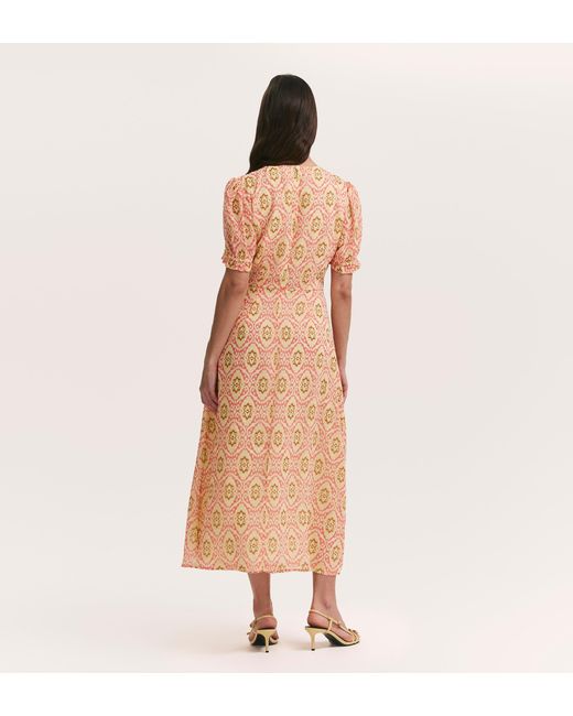 Finery London Natural Mela Chiffon Midi Tea Dress