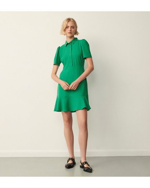 Women's Green Charlie Collar Knee Length Dress