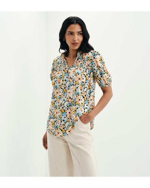 Finery London Multicolor Macie Shirred Yoke Puff Sleeve Top