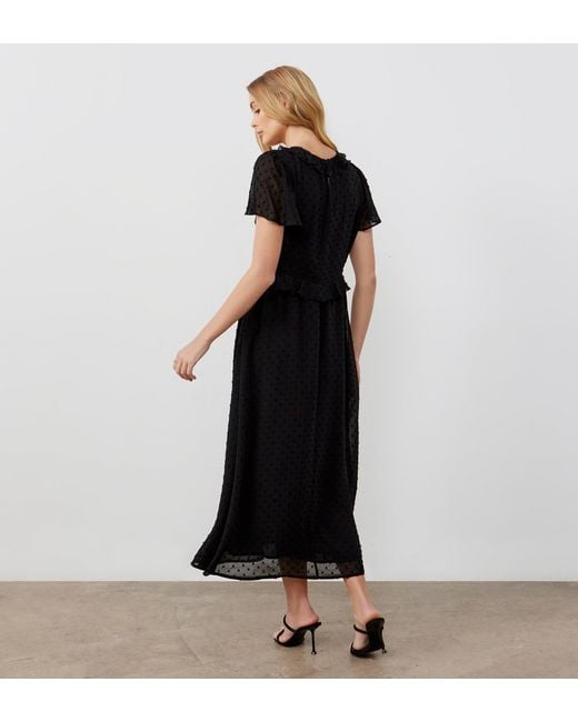 Finery London Black Dahlia Chiffon Midi Dress