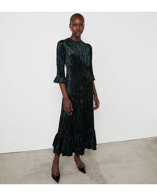 Finery London Black Rosaline Velvet Midi Dress