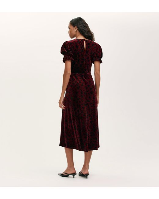 Finery London Red Mela Velvet Midi Tea Dress