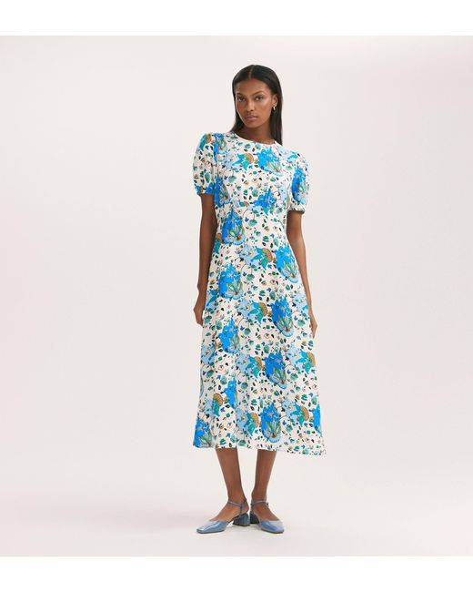 Finery London Blue Lili Midi Tea Dress